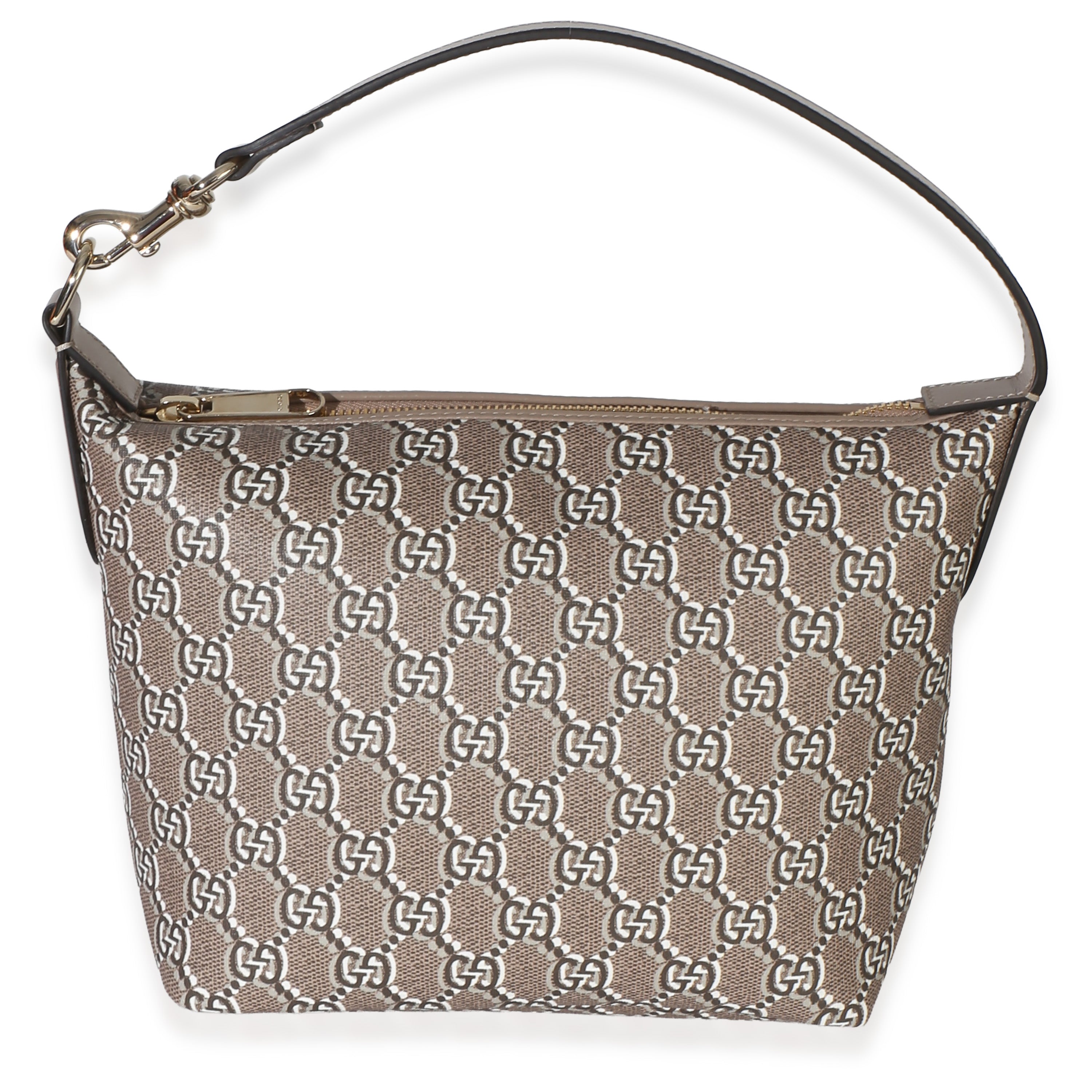 Taupe GG Shadow Monogram Canvas Super Mini Ophidia Hobo