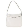 White Calfskin Horsebit Slim Shoulder Bag