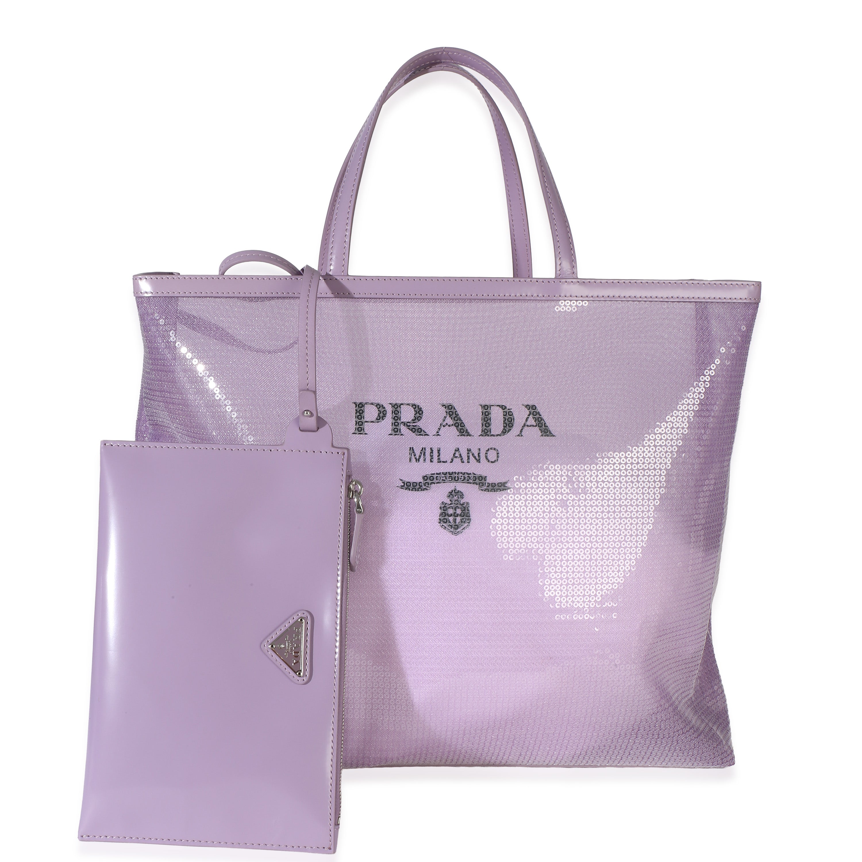 Purple Mesh Sequin Medium Logo Tote