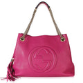 Pink Pebbled Calfskin Medium Soho Chain Shoulder Bag