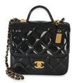 Black Quilted Patent School Memory Mini Top Handle Flap Bag