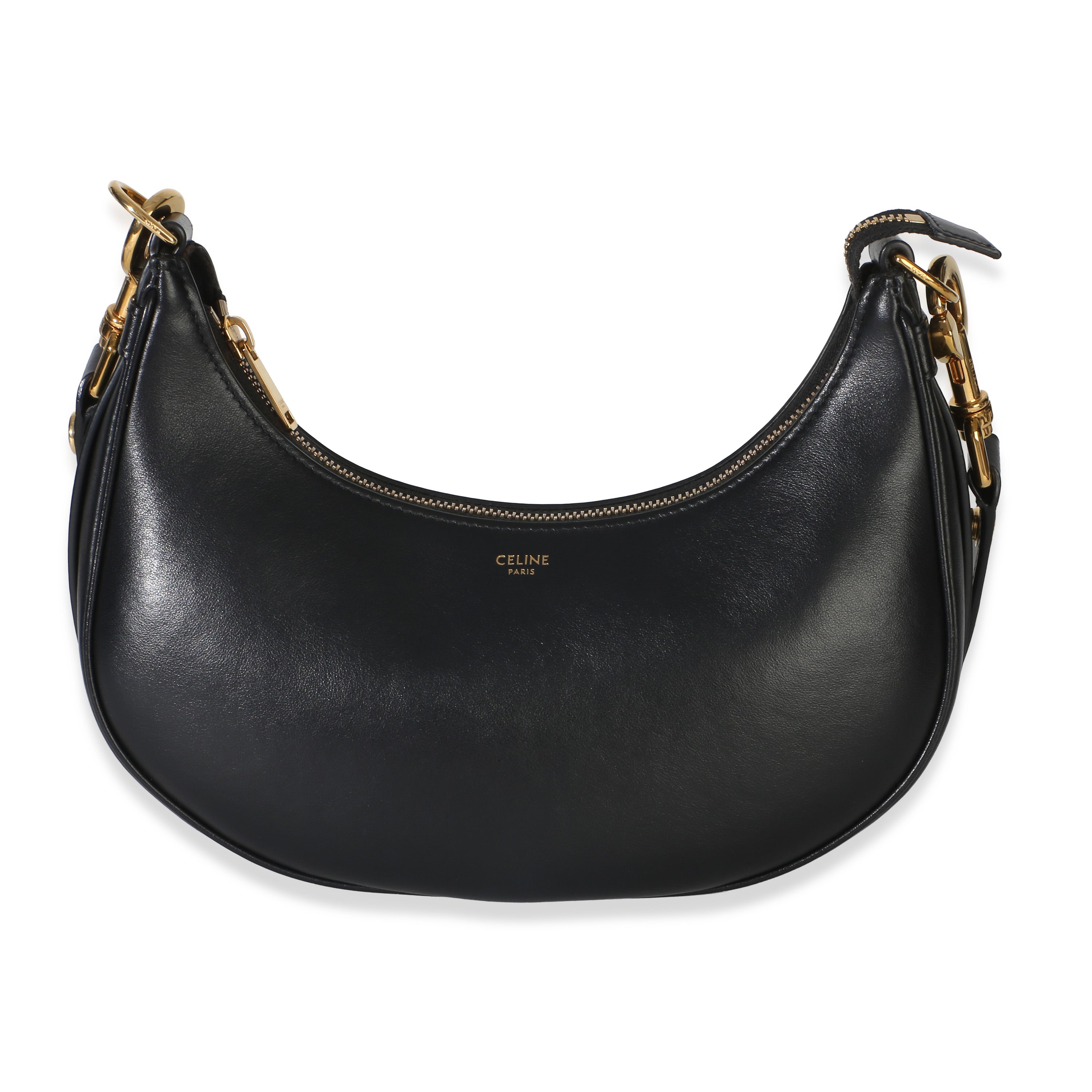 Black Smooth Calfskin Medium Ava Strap Bag