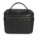 Black Quilted Caviar Large Vanity Pouch
