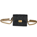 Black Quilted Caviar Boy Card Holder On Chain