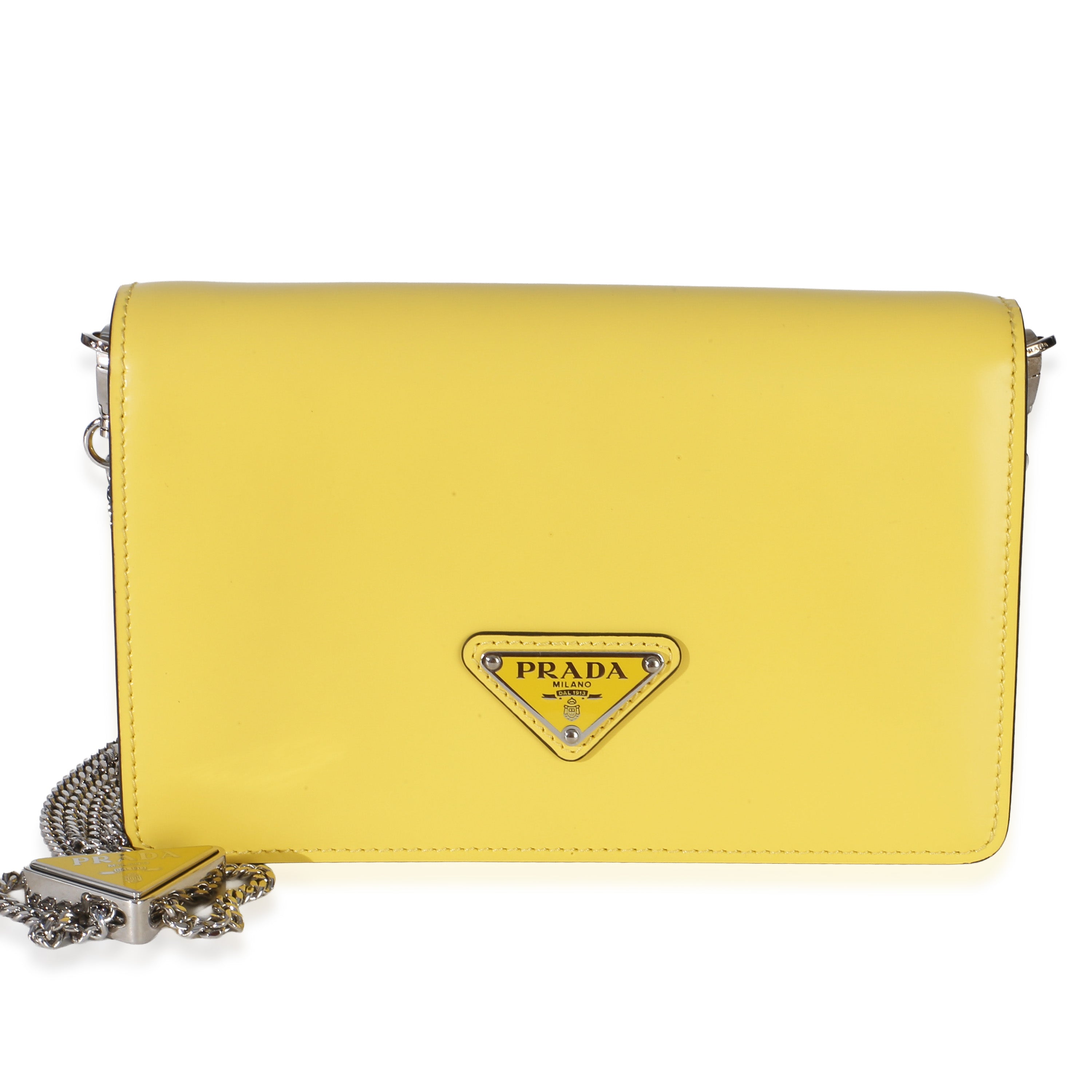 Yellow Spazzolato Triangle Chain Crossbody