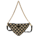 Black Beige Jacquard Triangolo Symbole Mini Triangle Bag