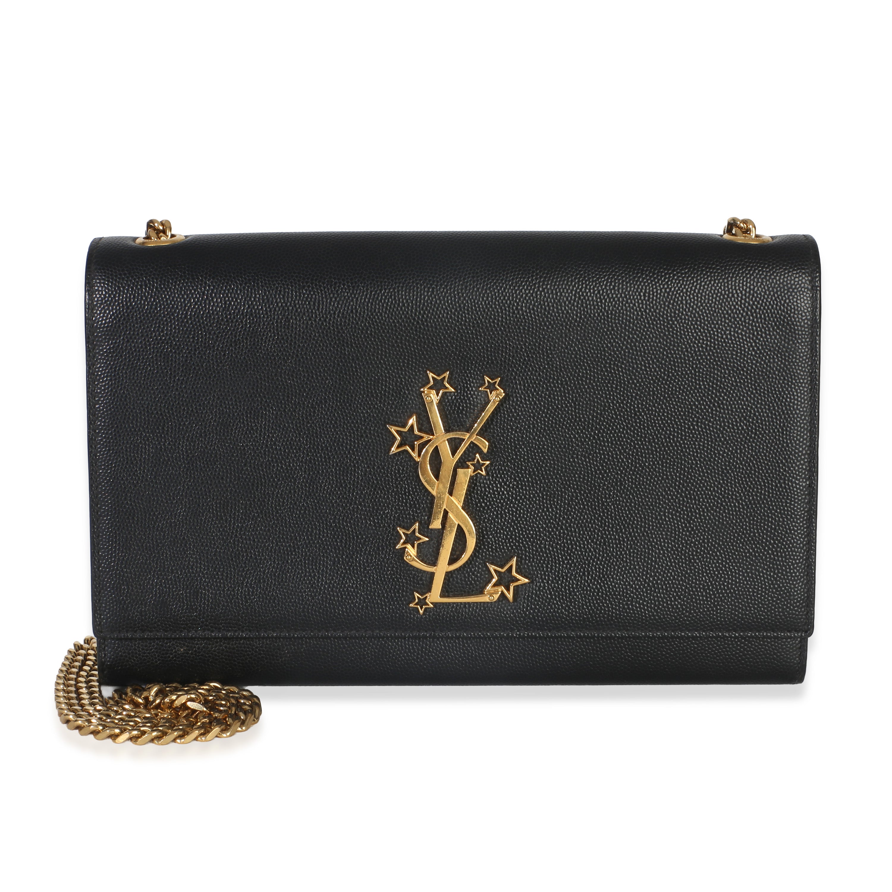 Black Grain De Poudre Star Studded Monogram Medium Kate Chain Bag