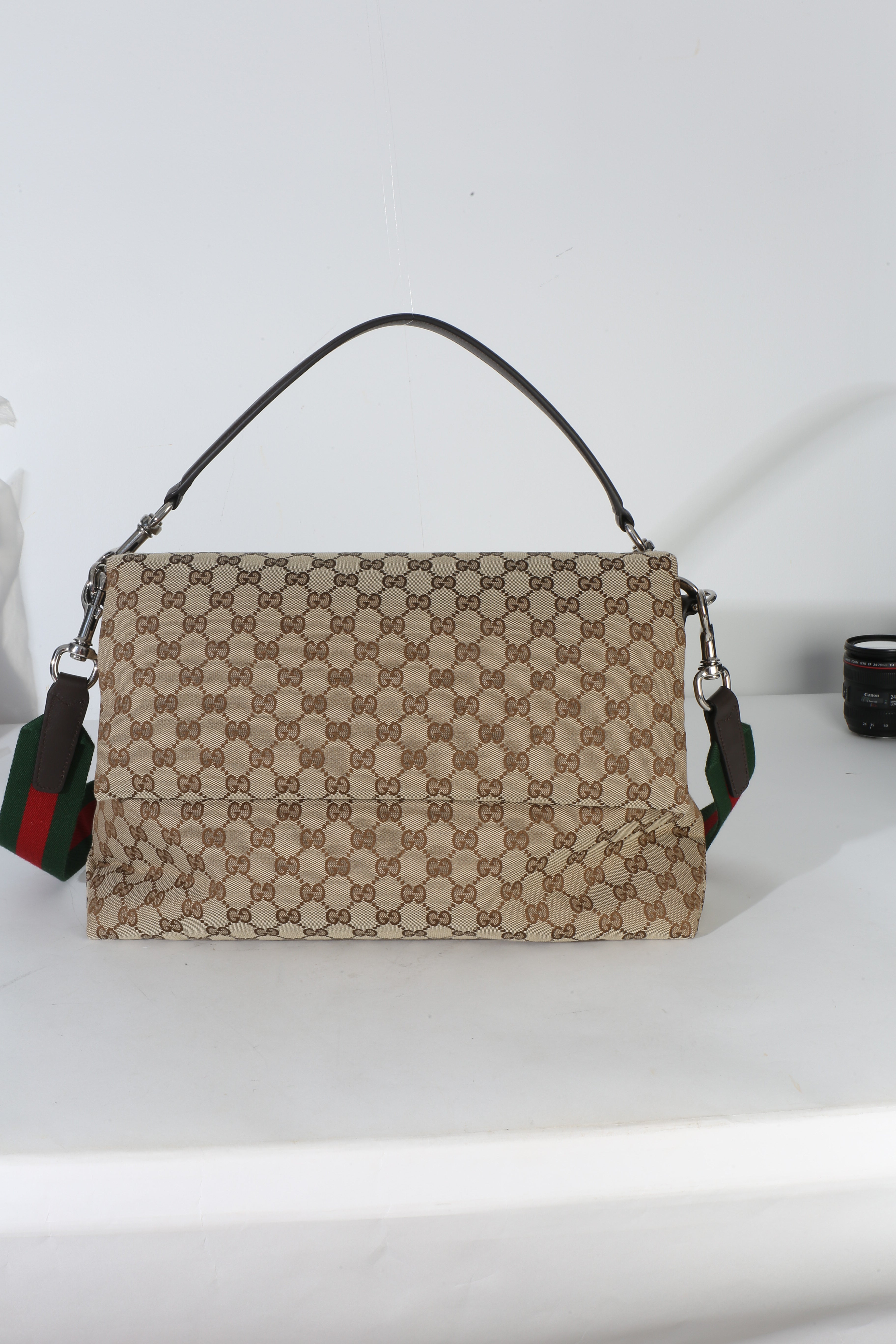 Dark Brown GG Monogram Canvas Large Crossbody Bag
