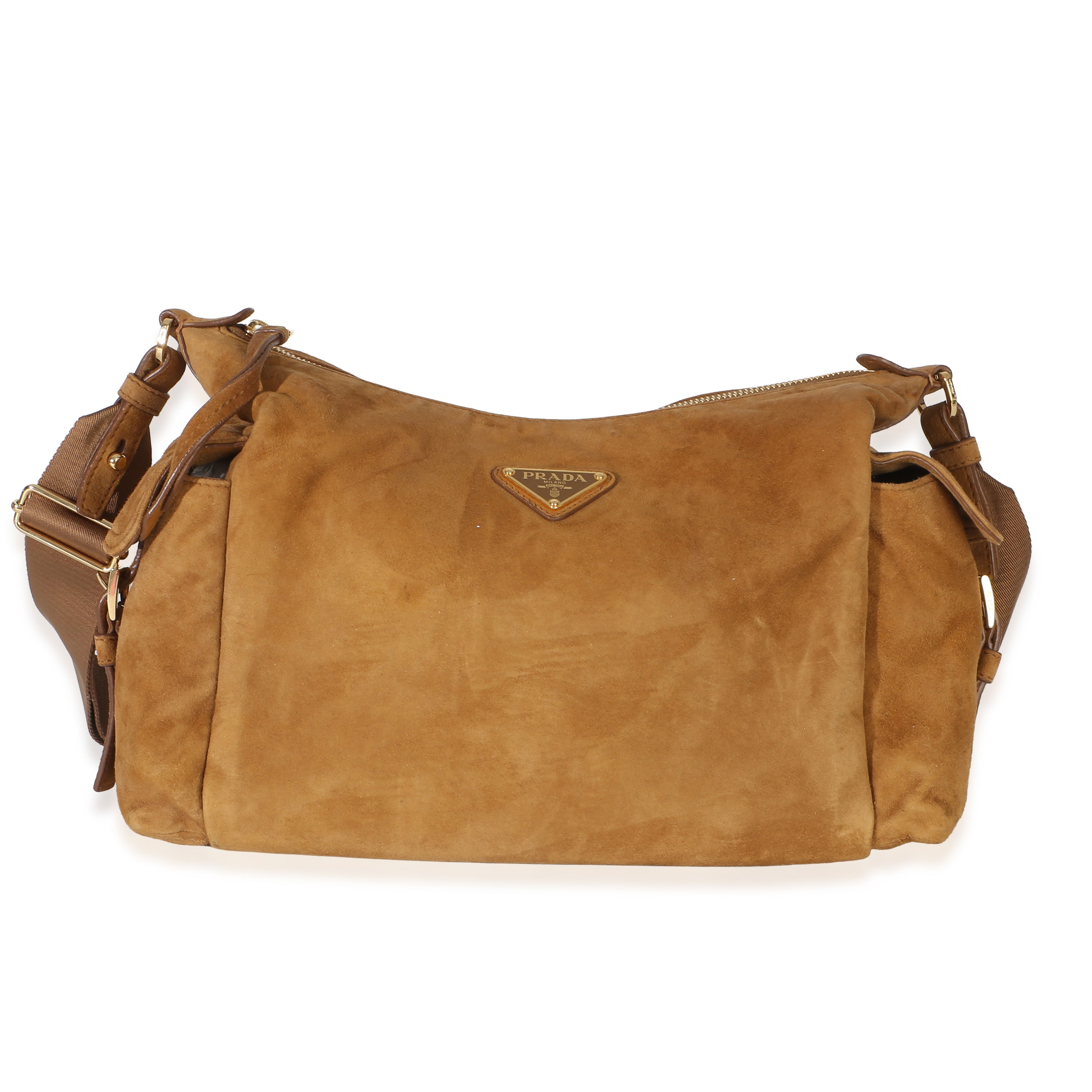 Brown Suede Large Explore Shoulder Bag