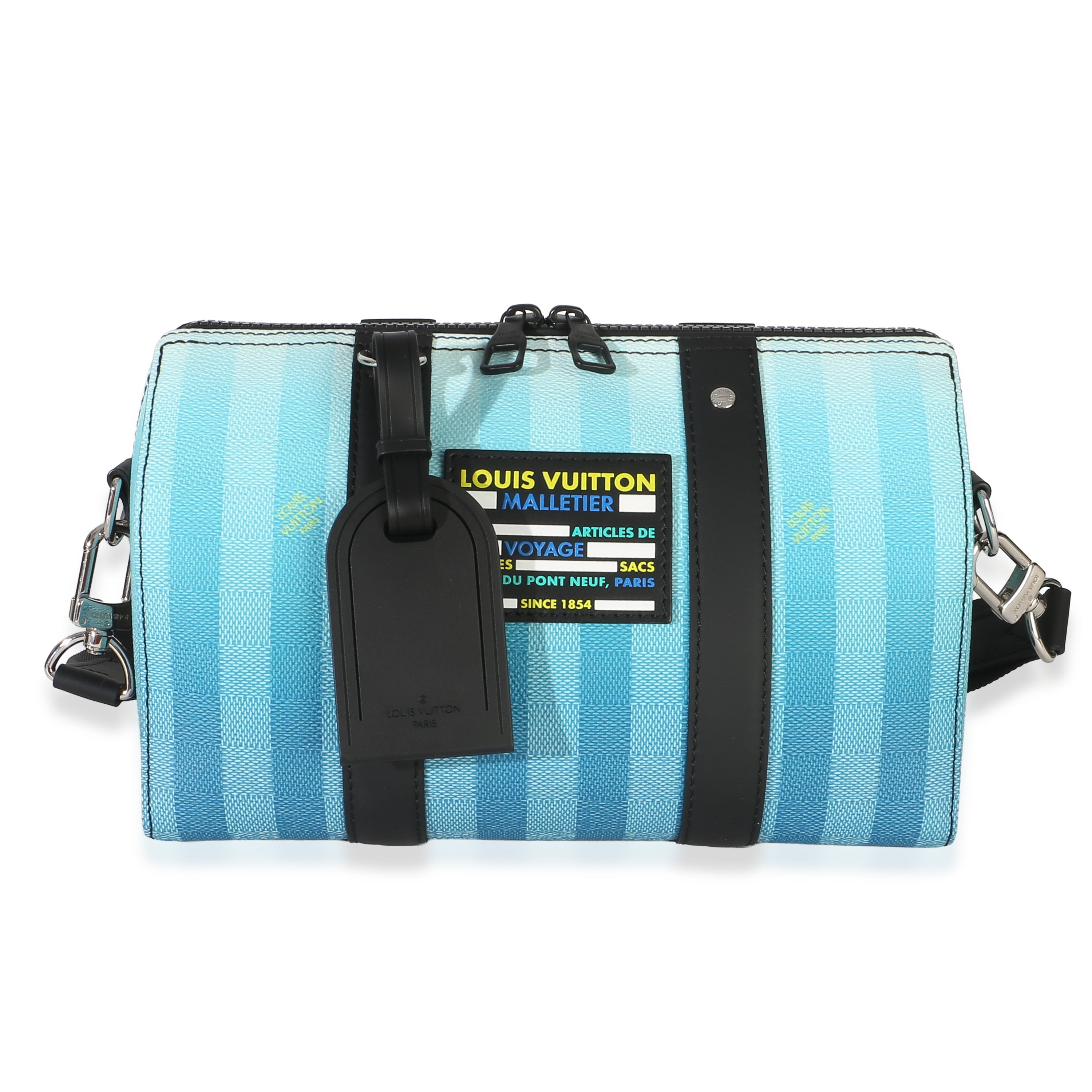 Gradient Blue Damier Stripes City Keepall