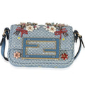 Blue Twill Bead Embellished Floral Nano Baguette