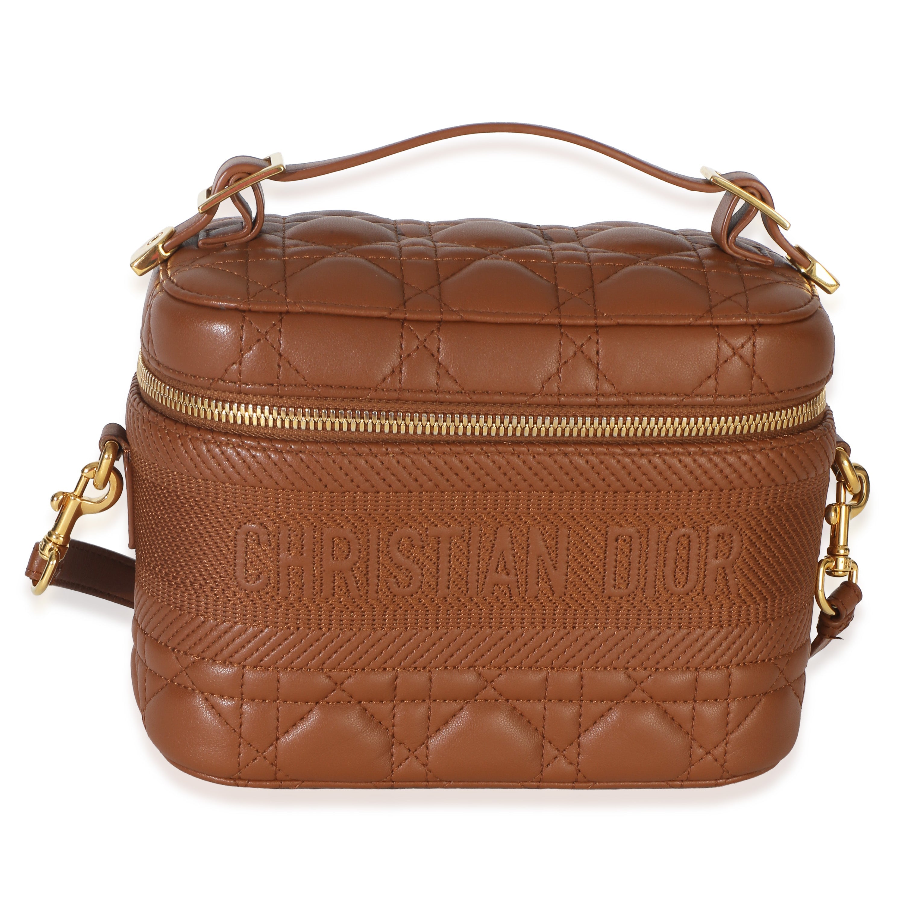 Brown Lambskin Cannage Small DiorTravel Vanity