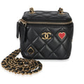 Black Quilted Lambskin Mini Coco Casino Vanity Case With Chain