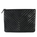 Black Crinkled Patent Calfskin Chevron Medium O Case