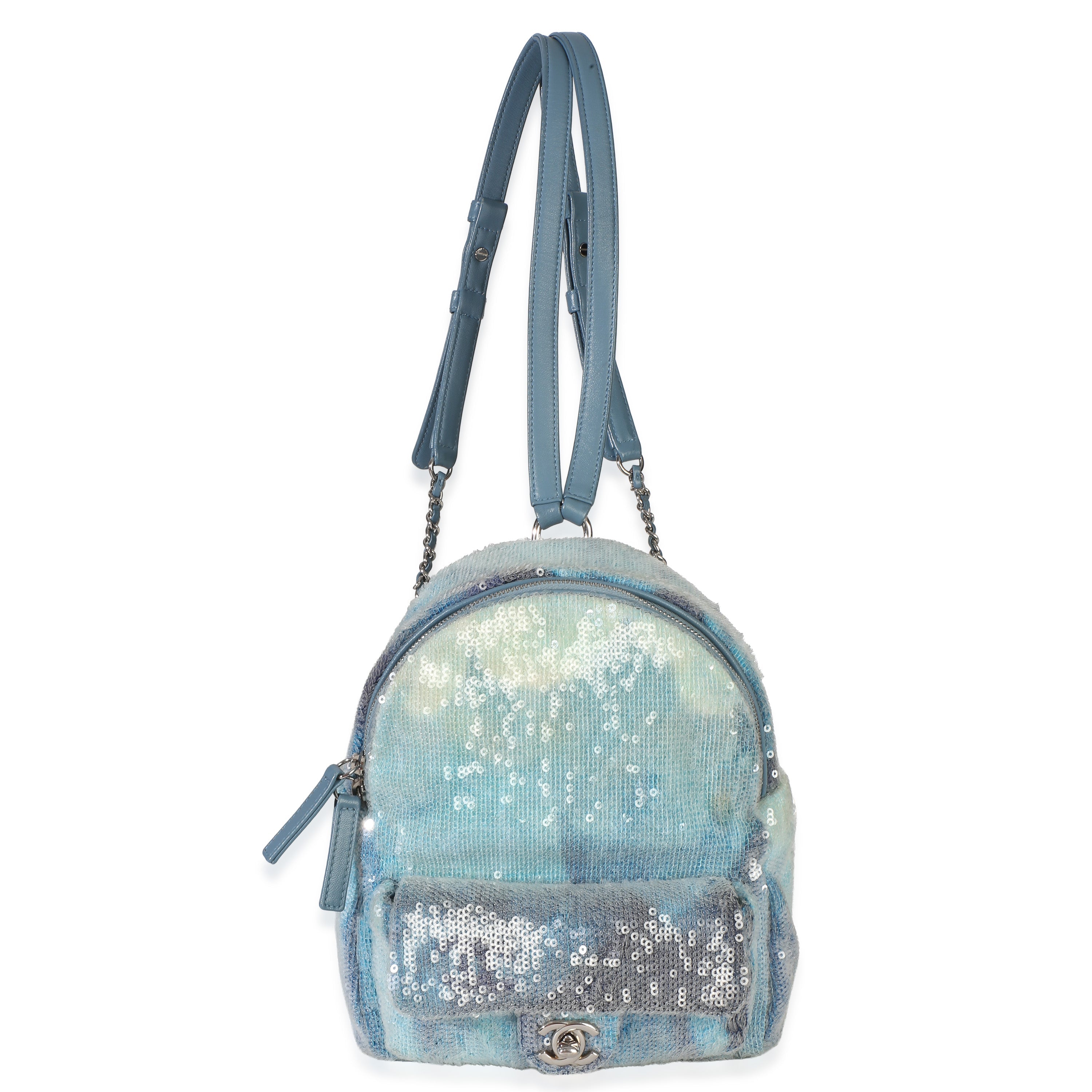 Blue Multicolor Sequin Waterfall Mini Backpack