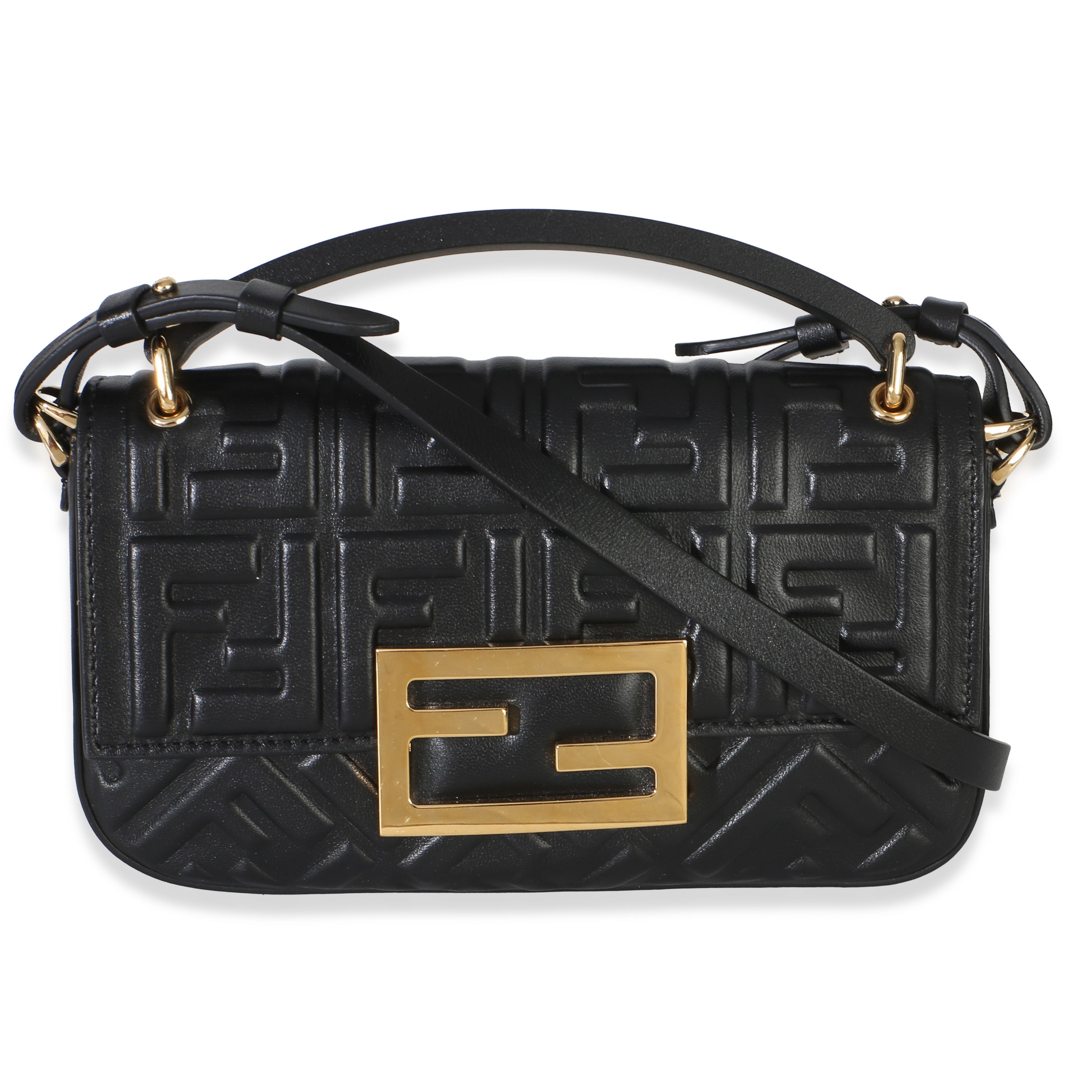 Black Nappa FF 1974 Embossed Mini Baguette