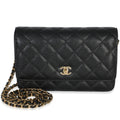 Black Quilted Caviar CC Wallet On Chain