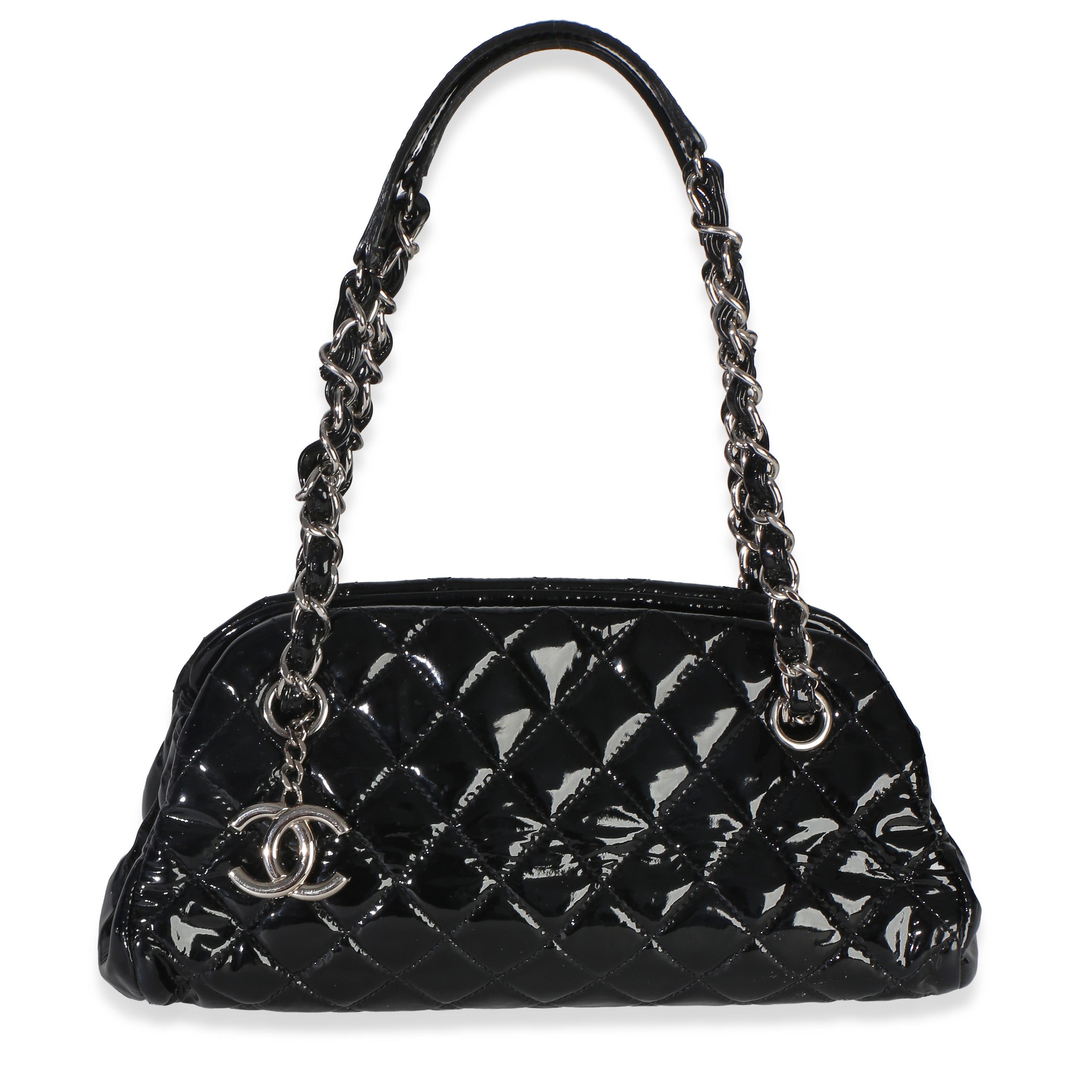 Black Quilted Patent Small Just Mademoiselle Bowling Bag