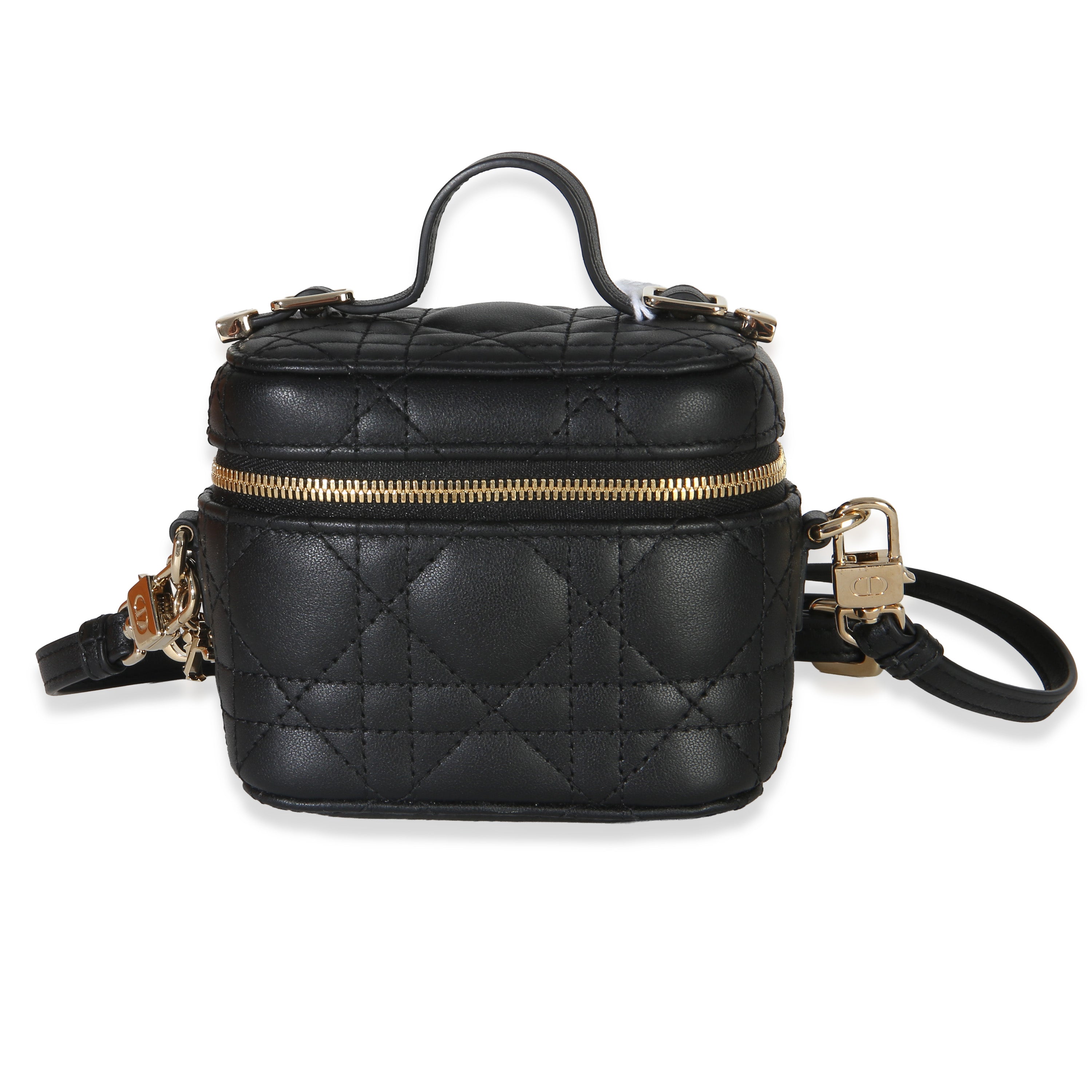 Black Lambskin Cannage Micro Lady Dior Vanity Case