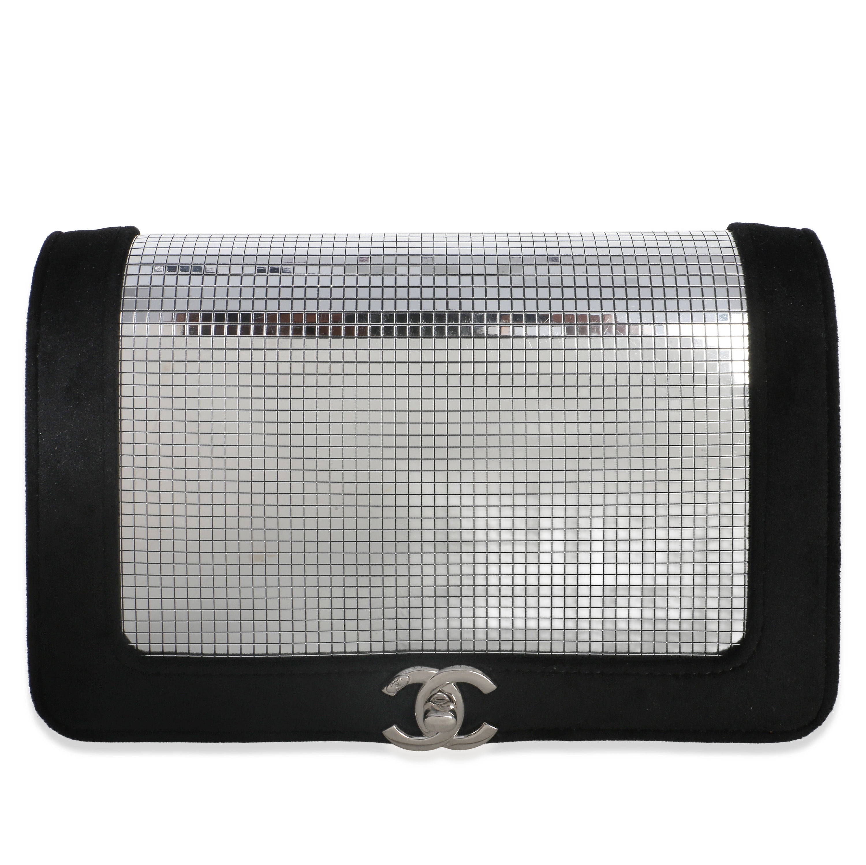 Black Velvet Mirror Sequin Wallet On Chain Bag