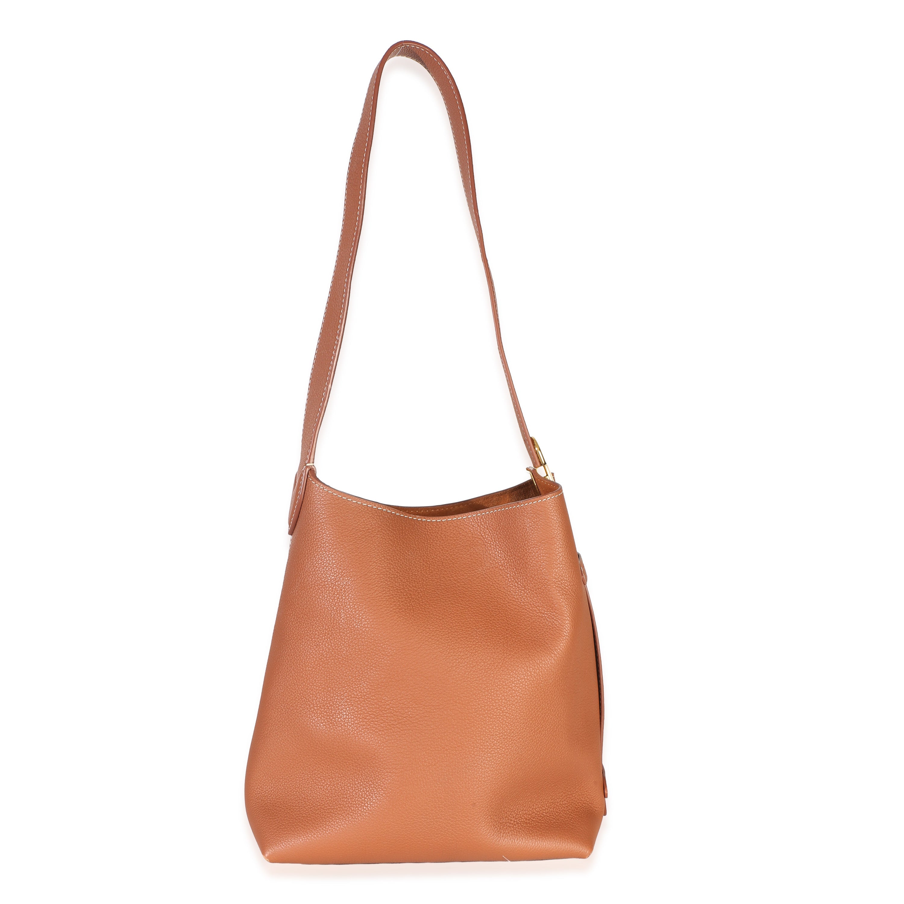 Cognac Grained Calfskin Low Key Hobo PM