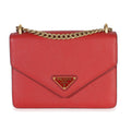 Red Saffiano Envelope Flap Chain Shoulder Bag