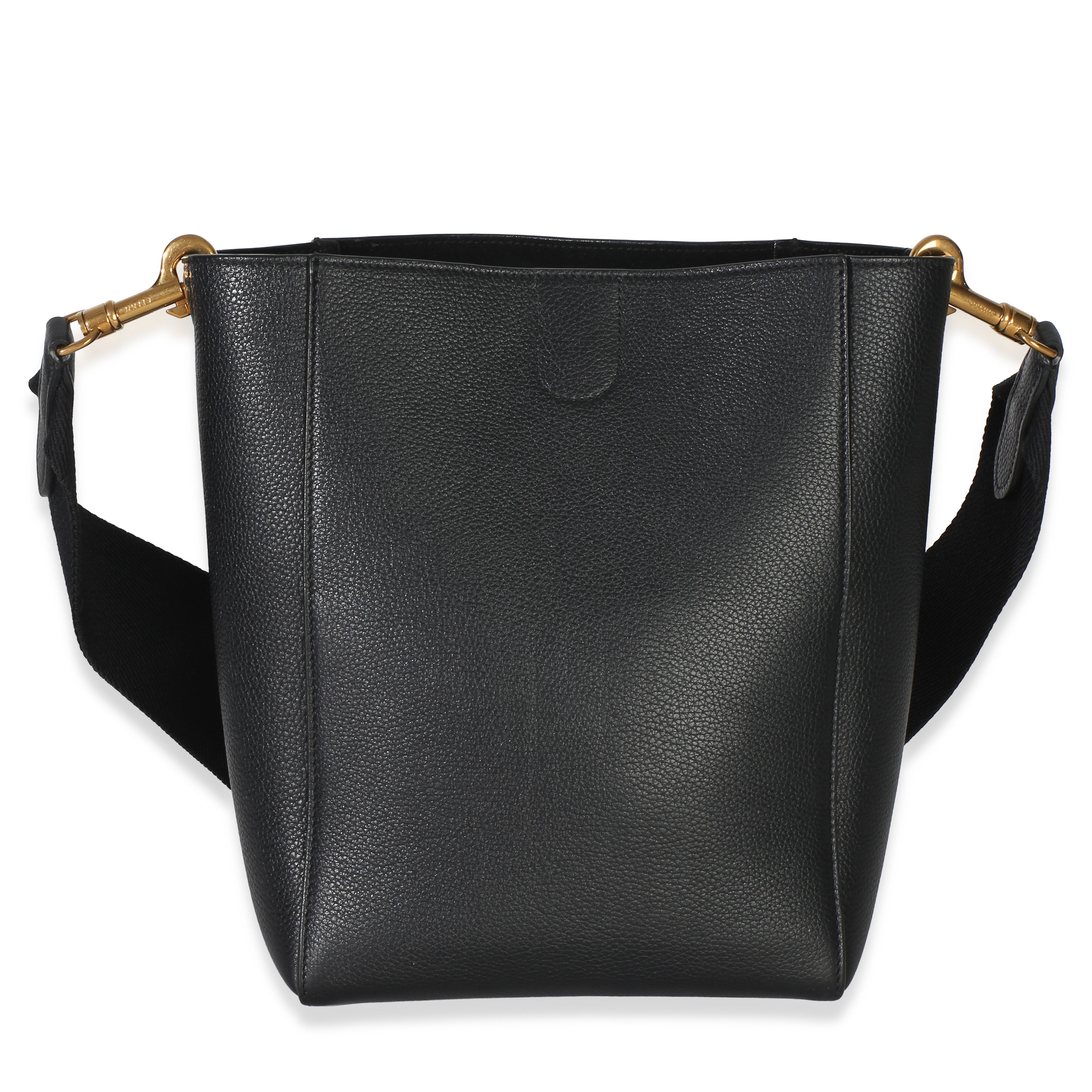 Black Soft Grained Calfskin Small Sangle Bucket Bag