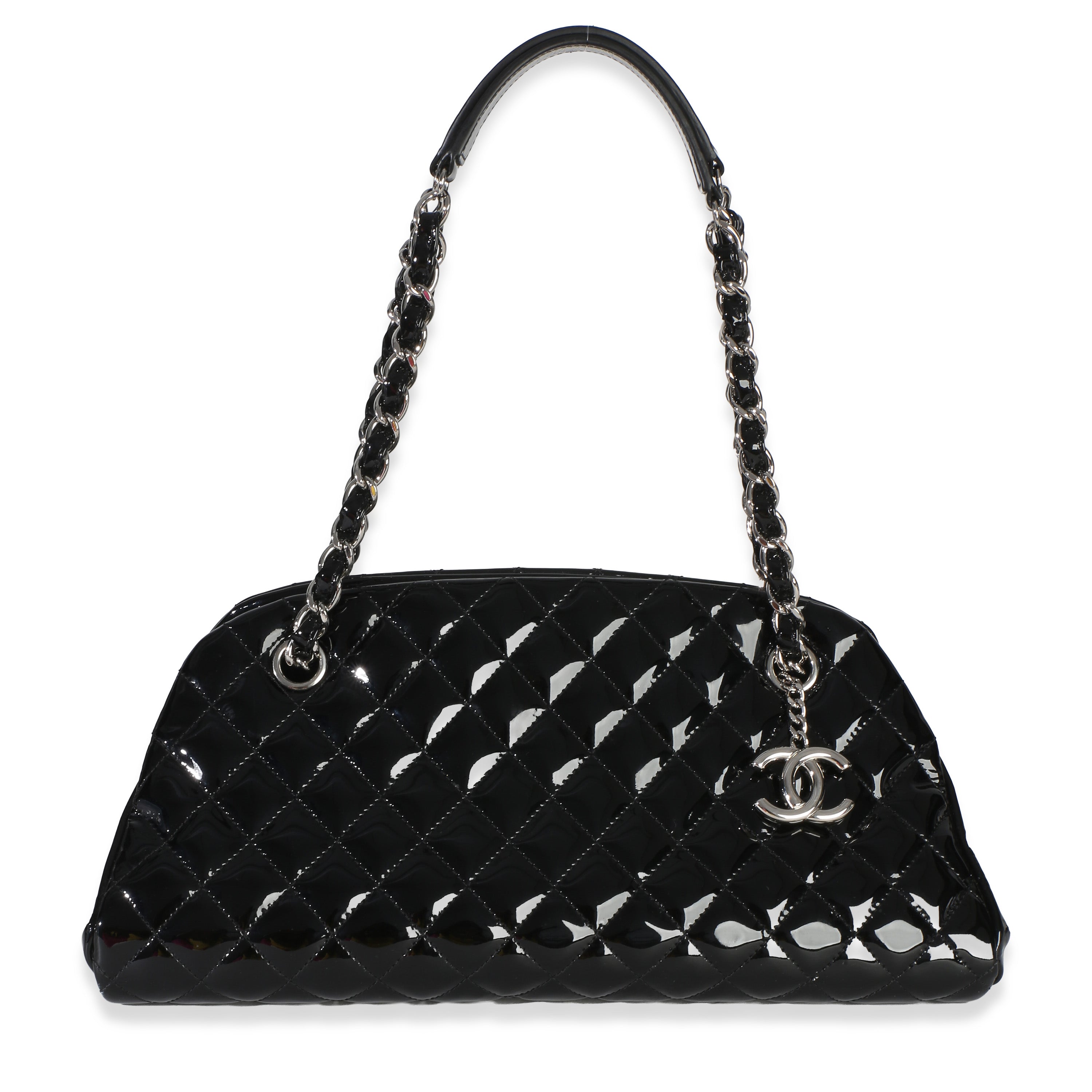 Black Quilted Patent Medium Just Mademoiselle Bag