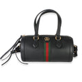 Black Grained Calfskin Small GG Ophidia Boston Bag