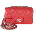 Red Quilted Lambskin Mini Rectangular Classic Flap Bag