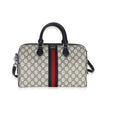 Beige Blue GG Supreme Monogram Web Medium Ophidia Boston Bag