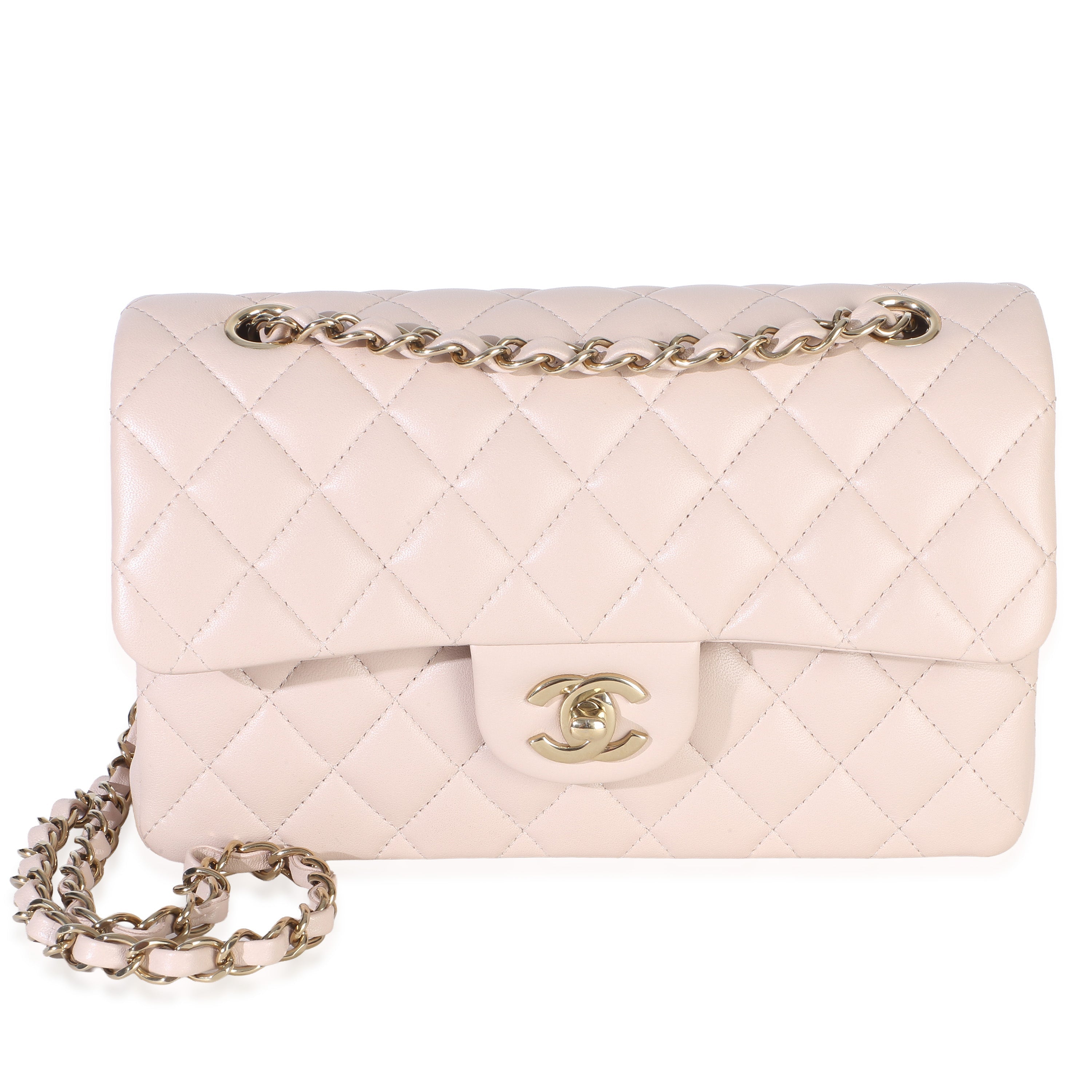 Light Pink Quilted Lambskin Small Classic Double Flap Bag