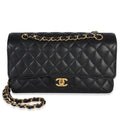 Black Quilted Caviar Medium Classic Double Flap Bag
