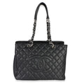 Black Quilted Caviar Grand Shopper Tote
