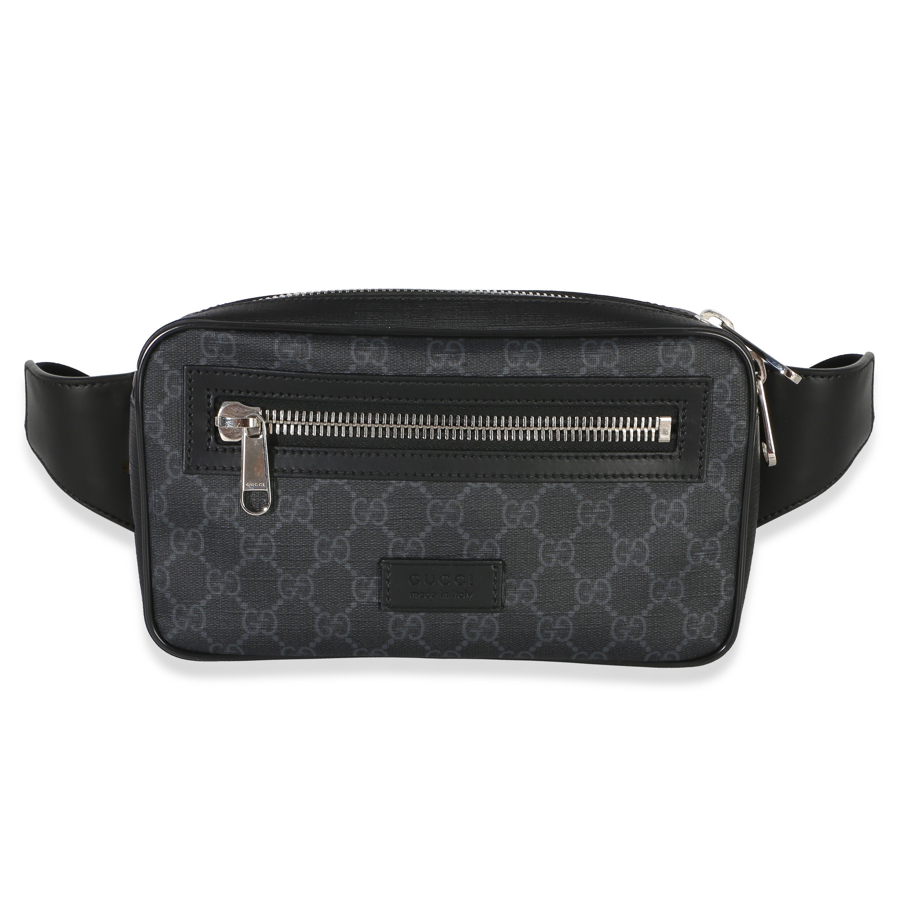 Black Grey Soft GG Supreme Monogram Web Belt Bag