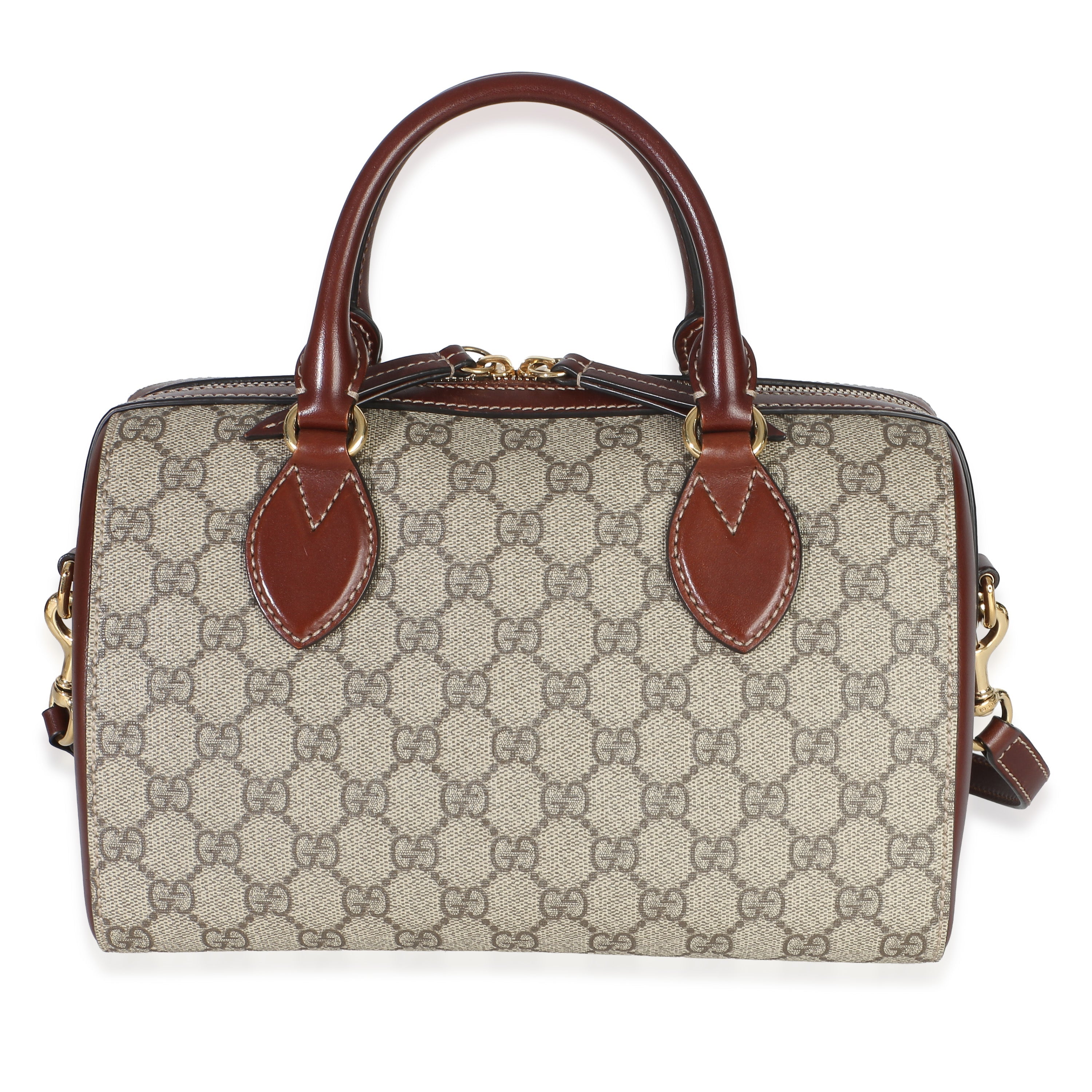 Brown GG Supreme Canvas Small Boston Bag