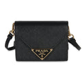 Black Saffiano Card Holder With Strap