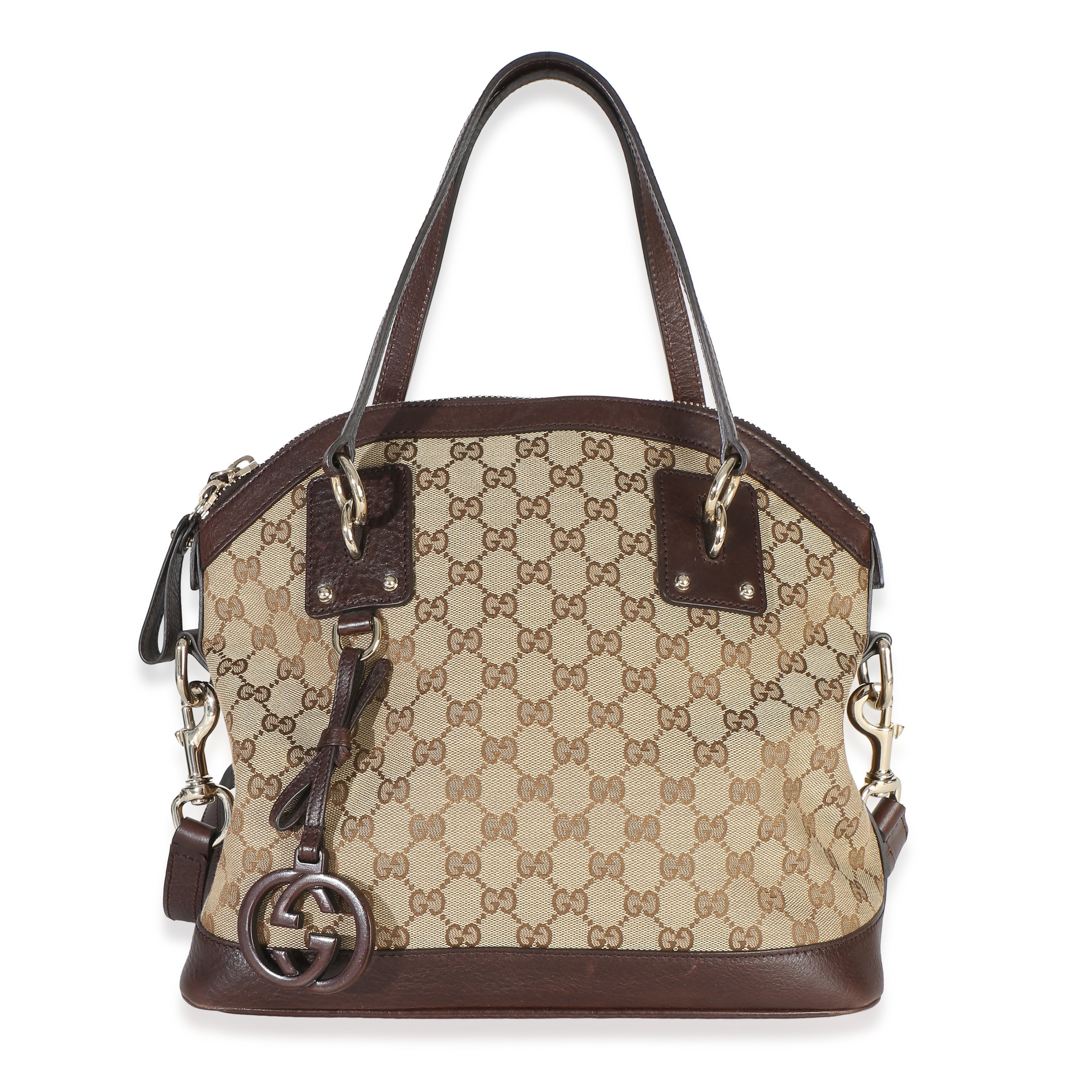 Brown GG Monogram Canvas Charm Medium Shoulder Bag