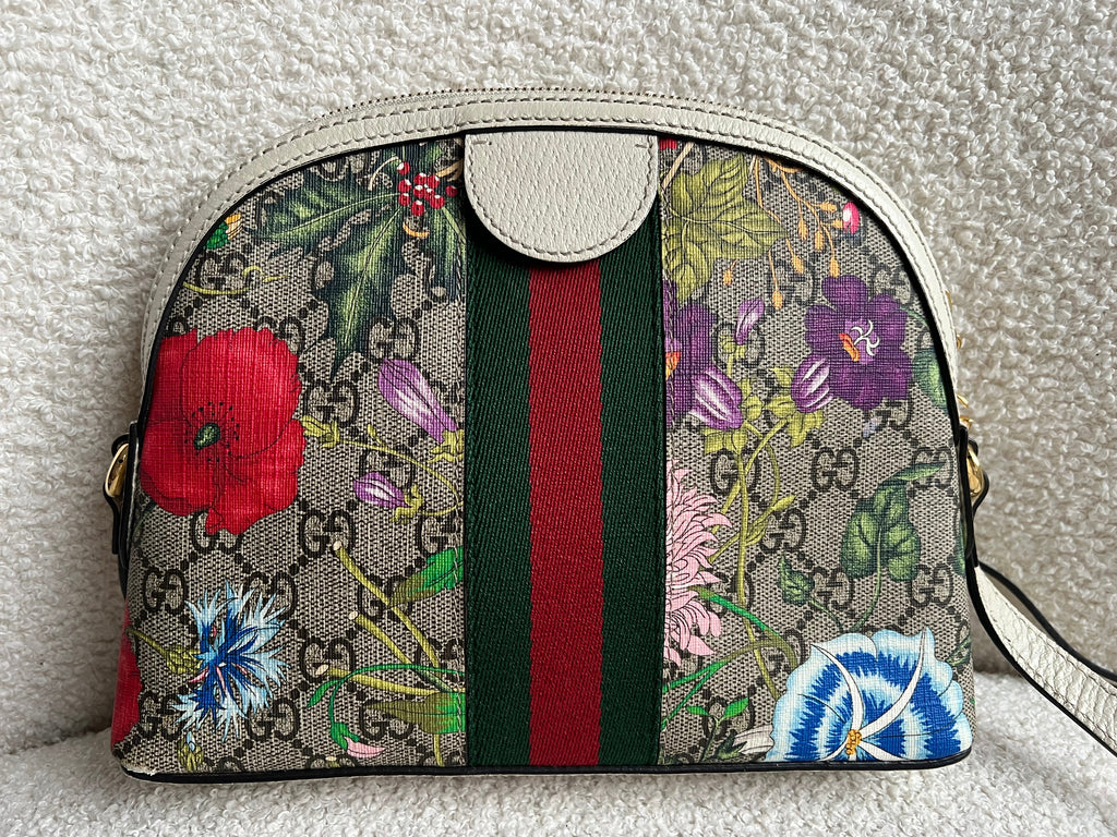 Gucci White Flora Supreme Rounded Top Shoulder Bag (RRP £1,080)