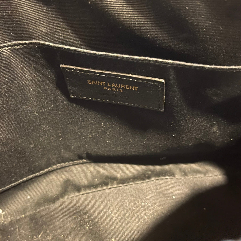 SAINT LAURENT Lou Camera Gray Chevron Quilted Crossbody Bag