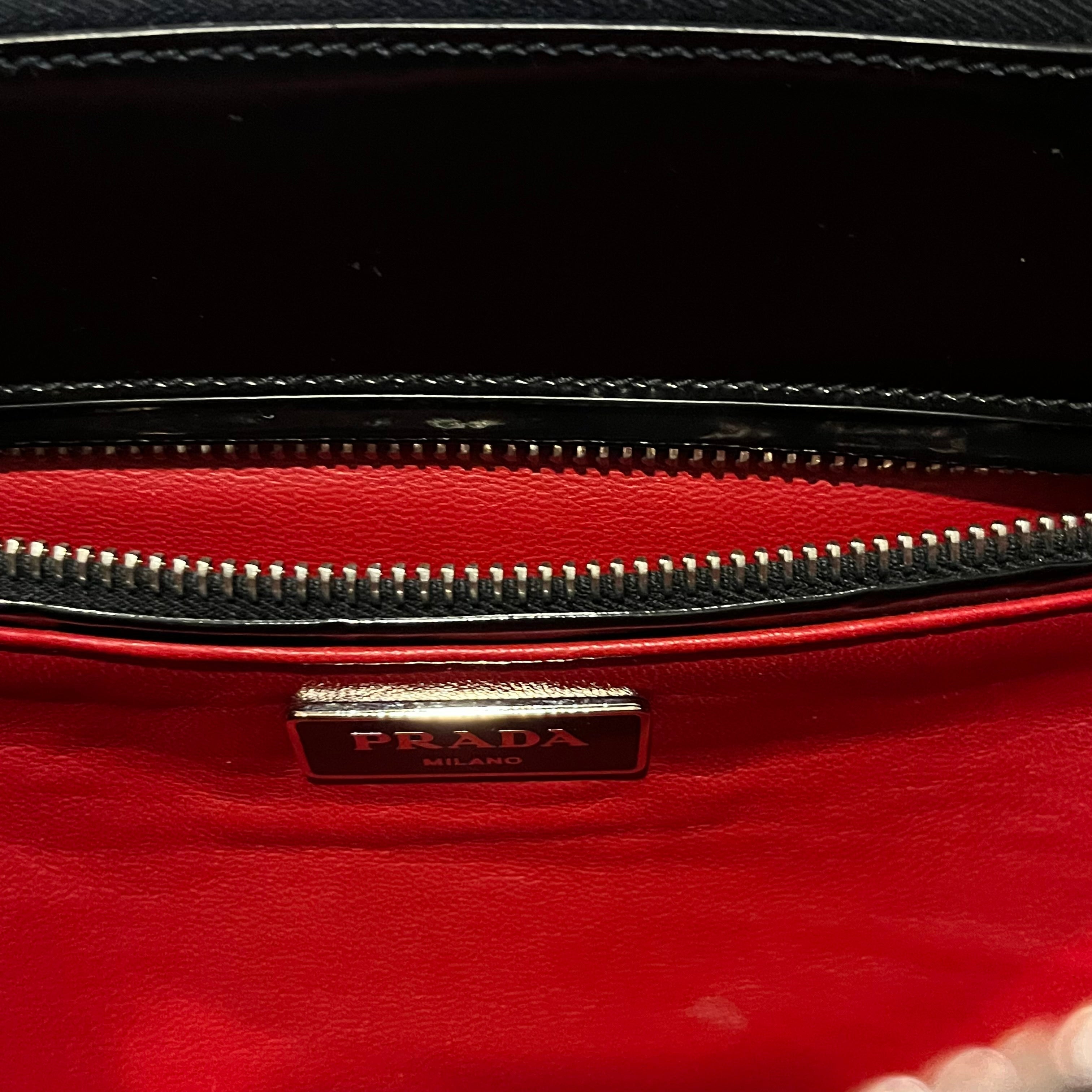 PRADA Galleria Black Patent Lux Leather Tote Bag