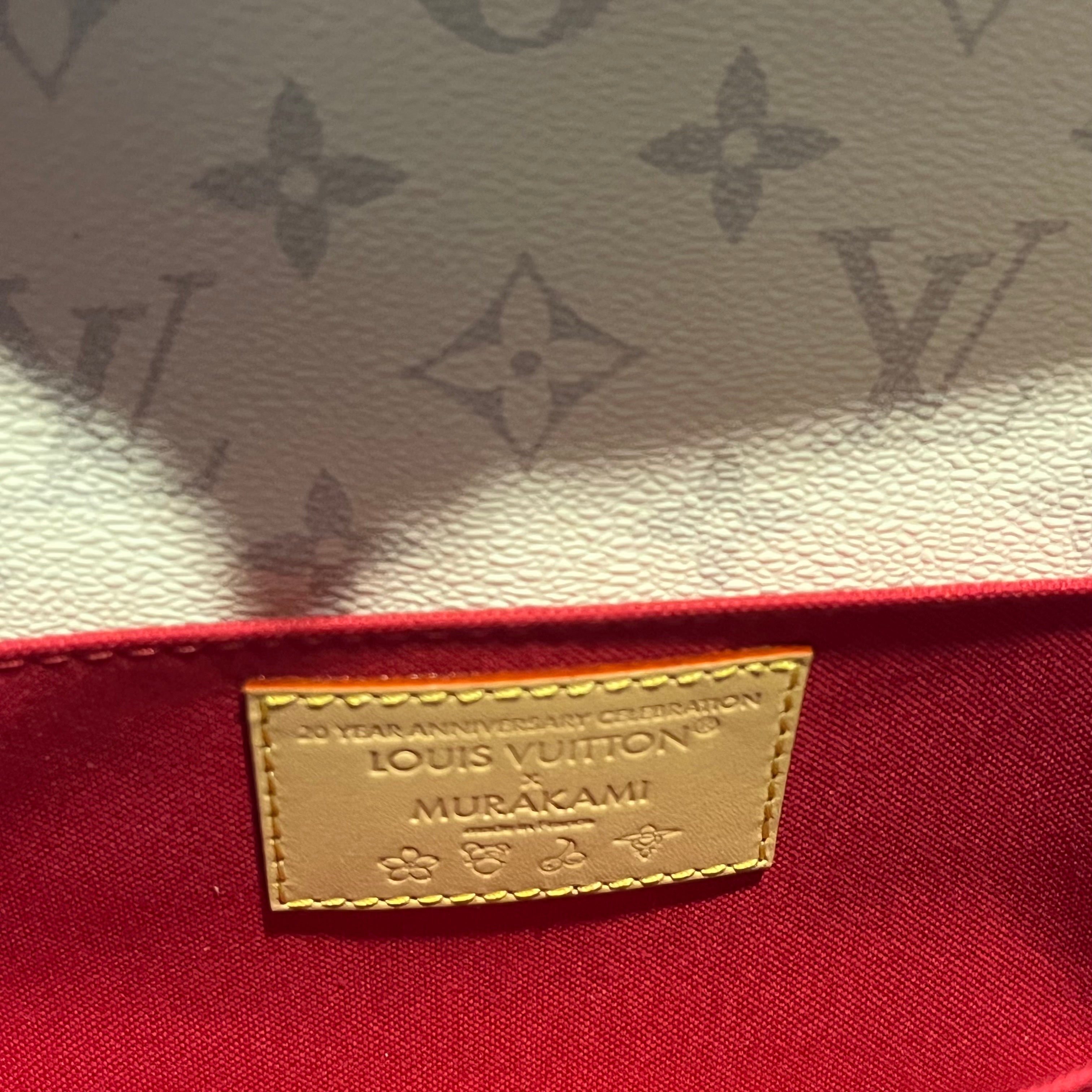 LOUIS VUITTON x Takashi Murakami Monogram Cerises Pochette Métis East West White Shoulder Bag