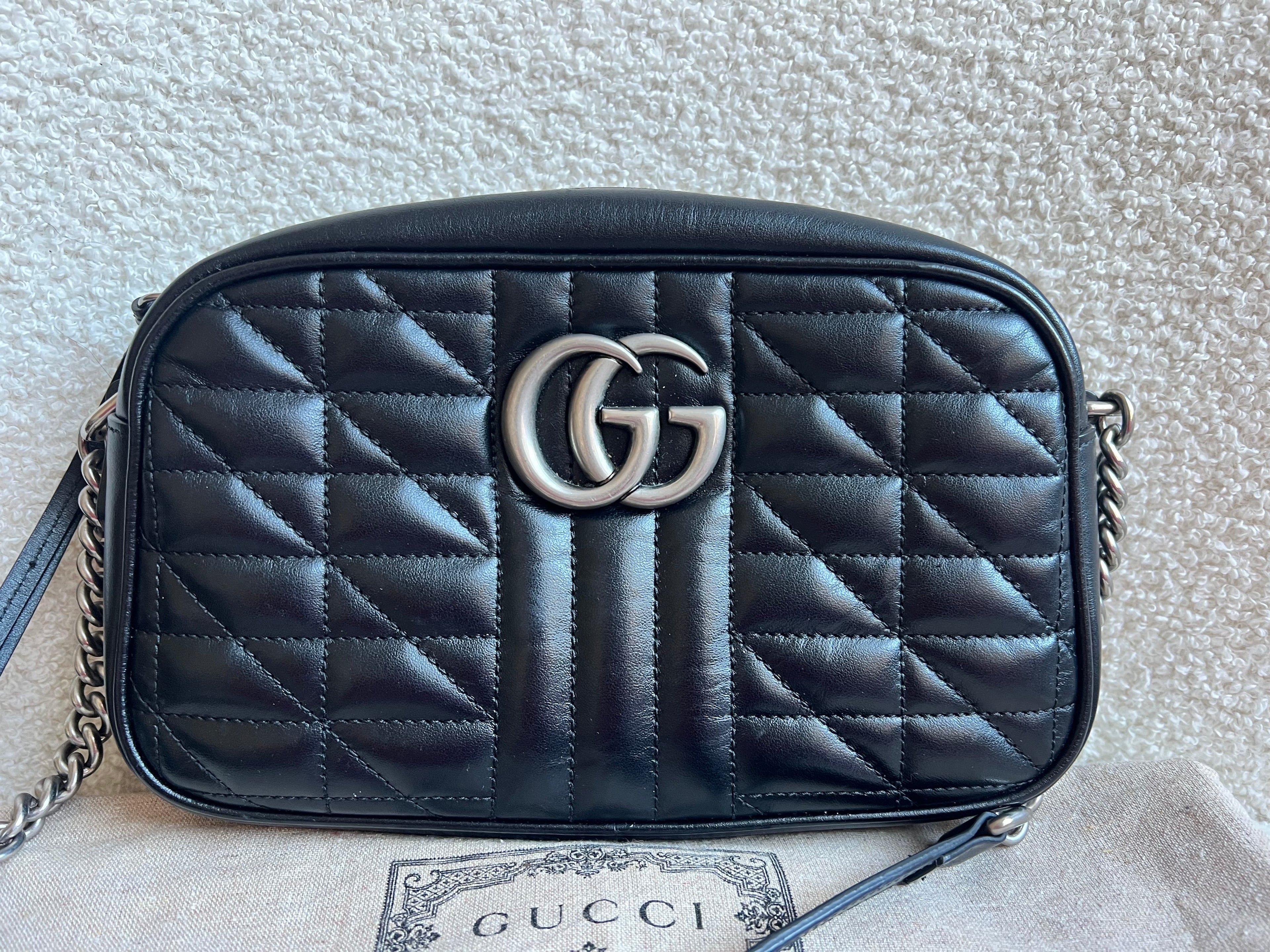 Gucci Aria GG Black Marmont Small Shoulder Bag (RRP £1440)