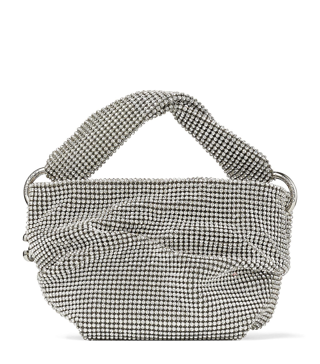 JIMMY CHOO BONNY SATIN AND CRYSTAL MESH BAG
