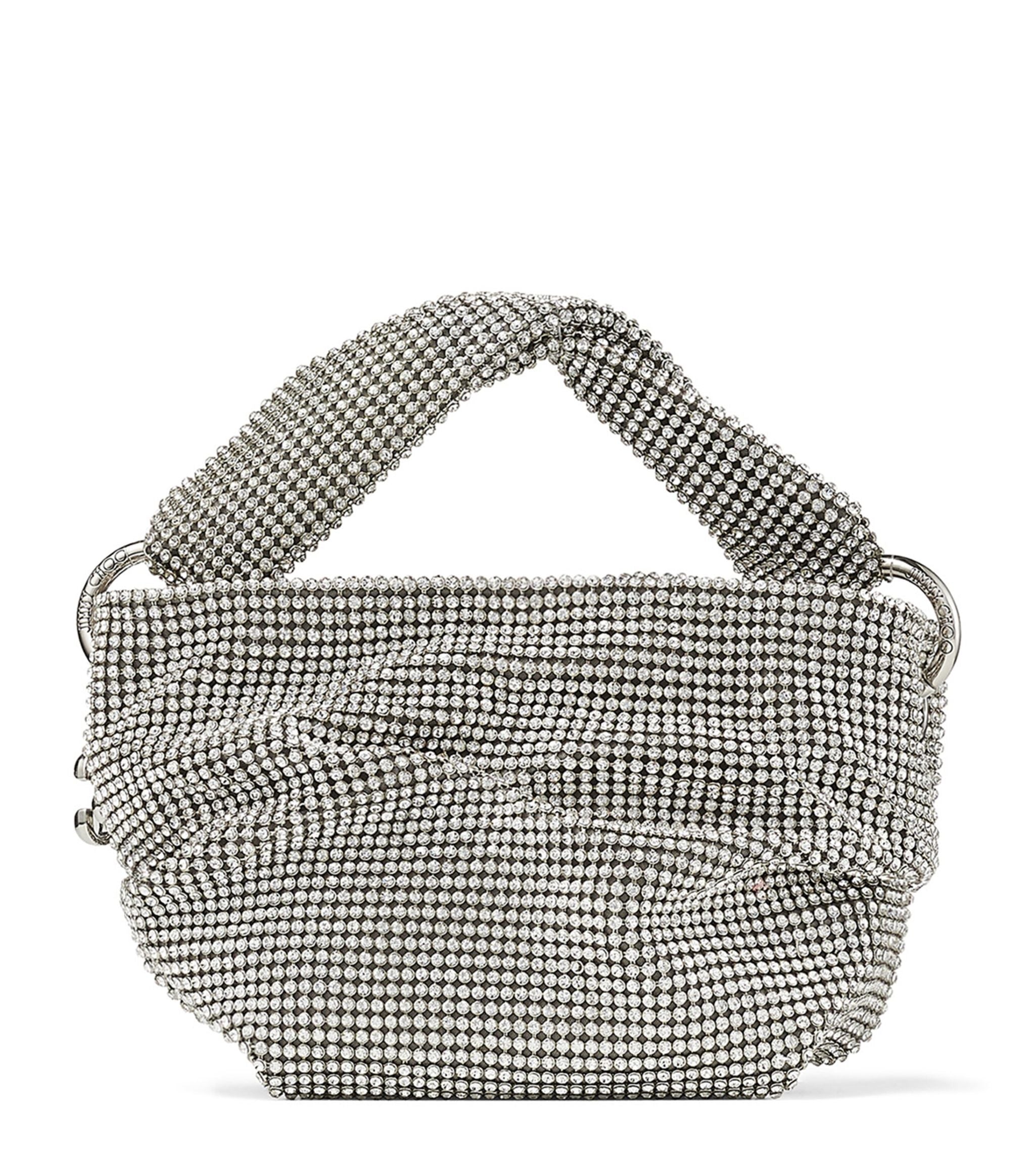JIMMY CHOO BONNY SATIN AND CRYSTAL MESH BAG