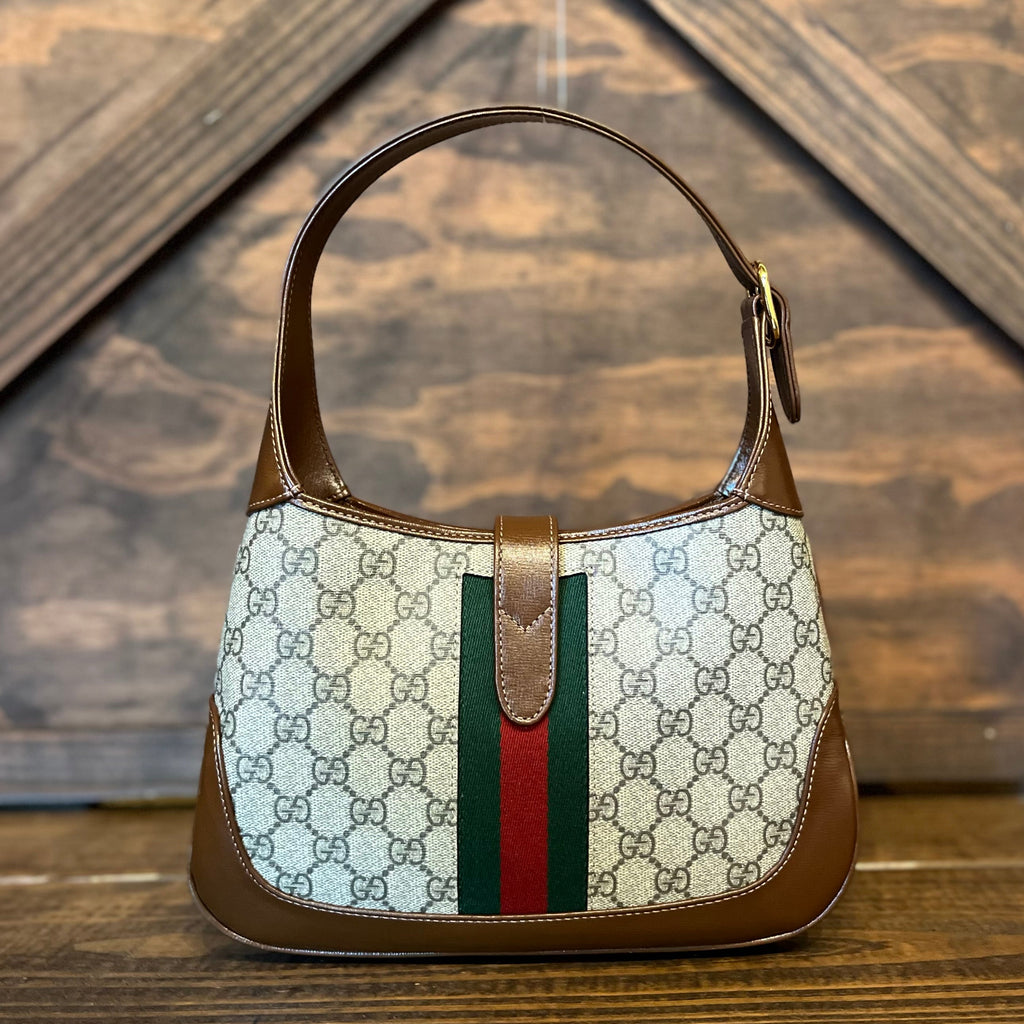 GUCCI Jackie Ophidia GG Supreme Monogram Brown Shoulder Bag