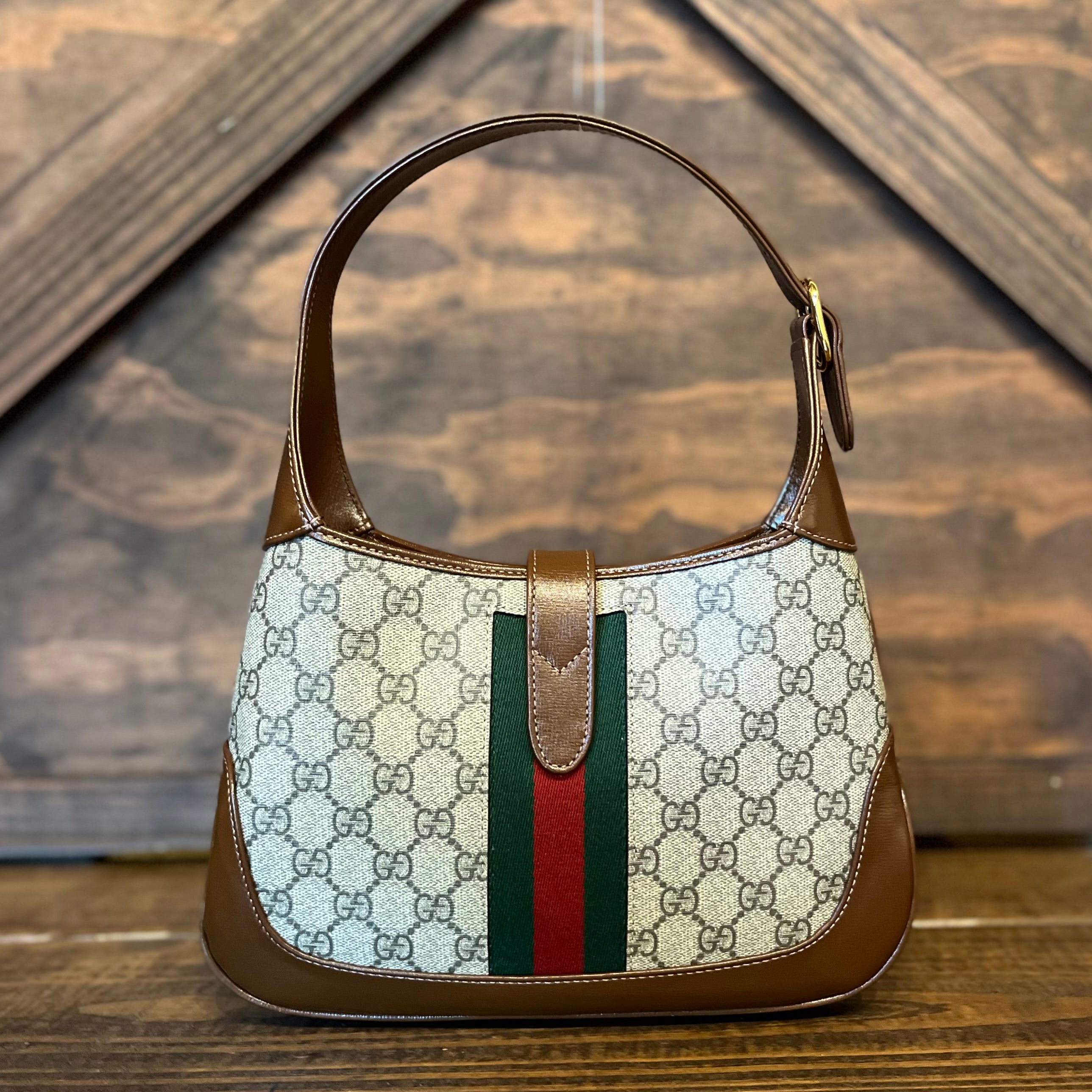 GUCCI Jackie Ophidia GG Supreme Monogram Brown Shoulder Bag