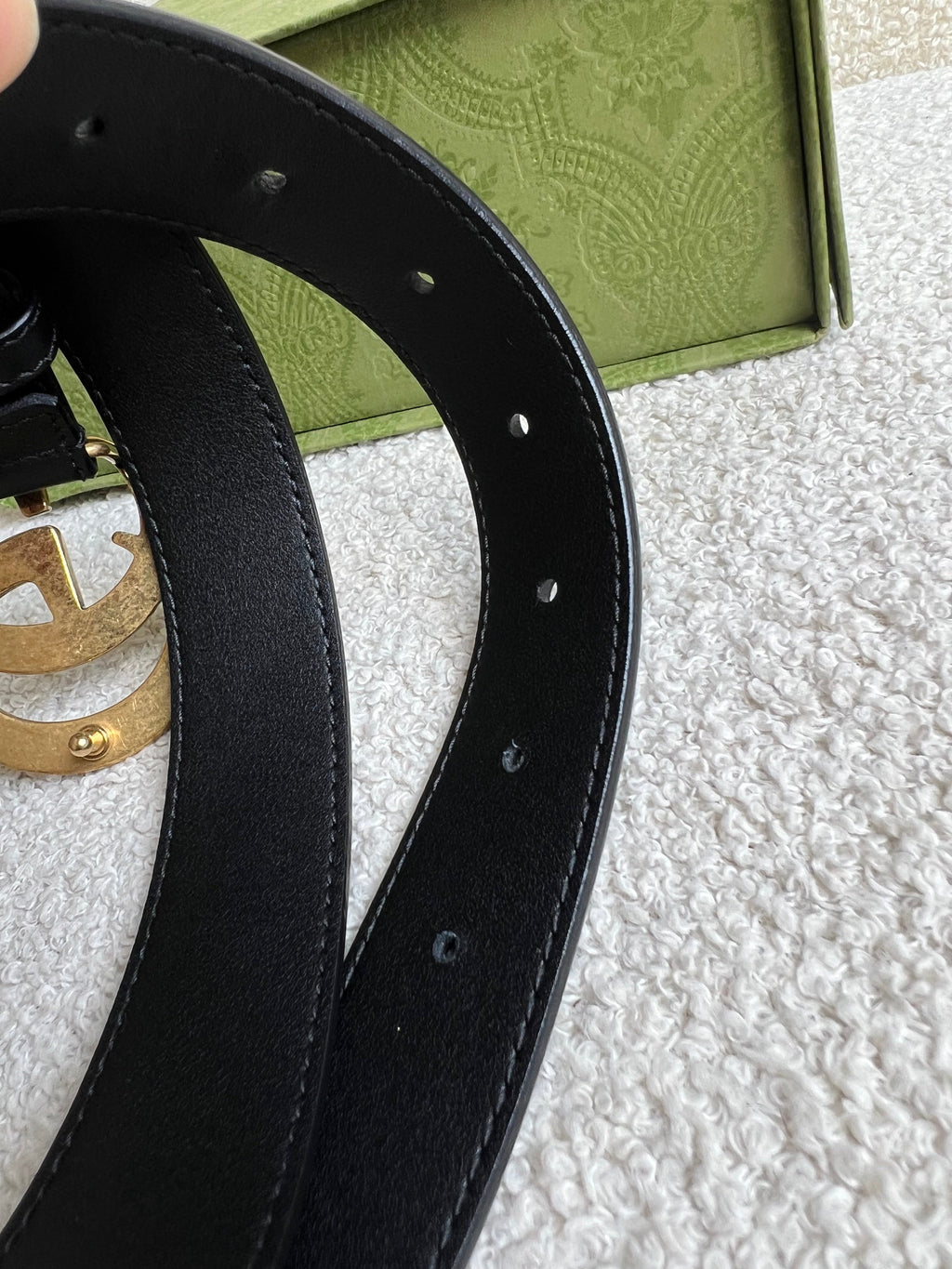 Gucci GG Marmont Black Leather Belt with Gold Buckle (RRP £395)