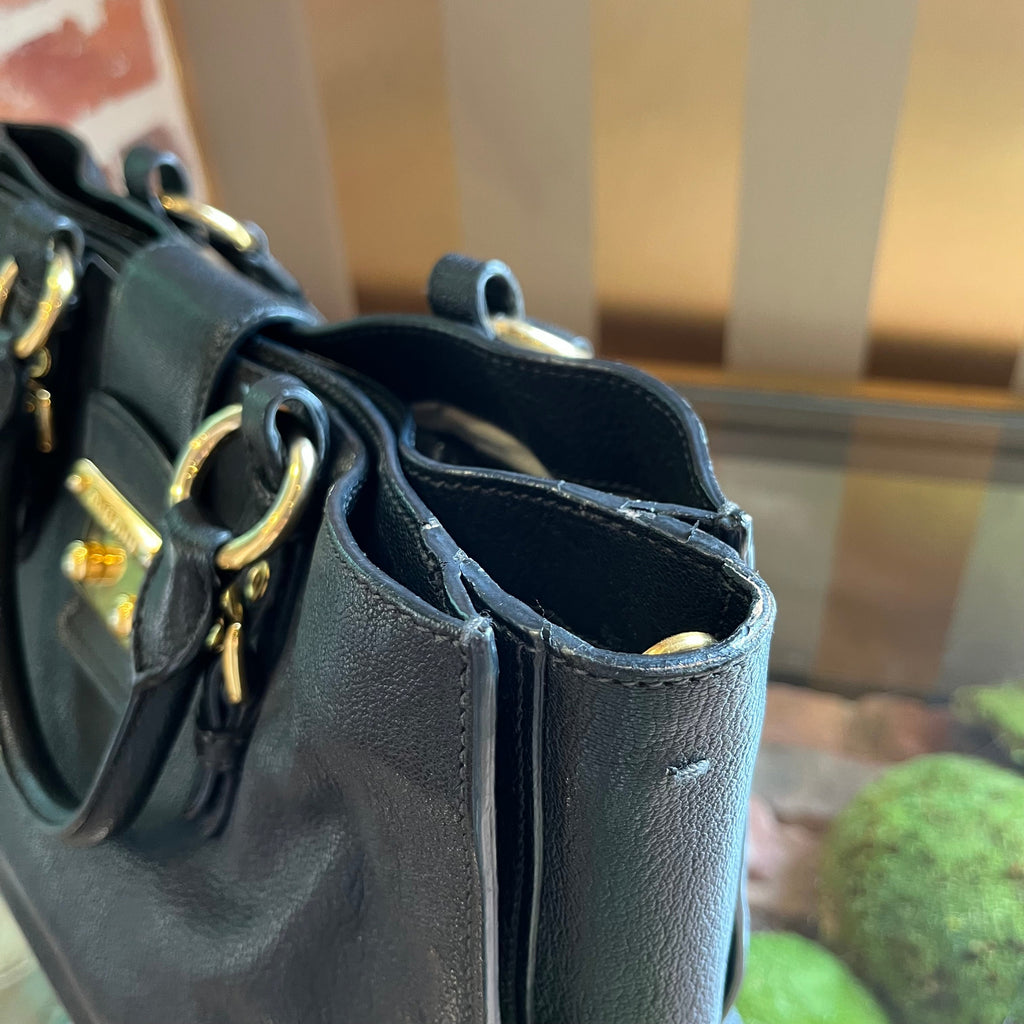 MIU MIU Madras Black Goatskin Tote Bag