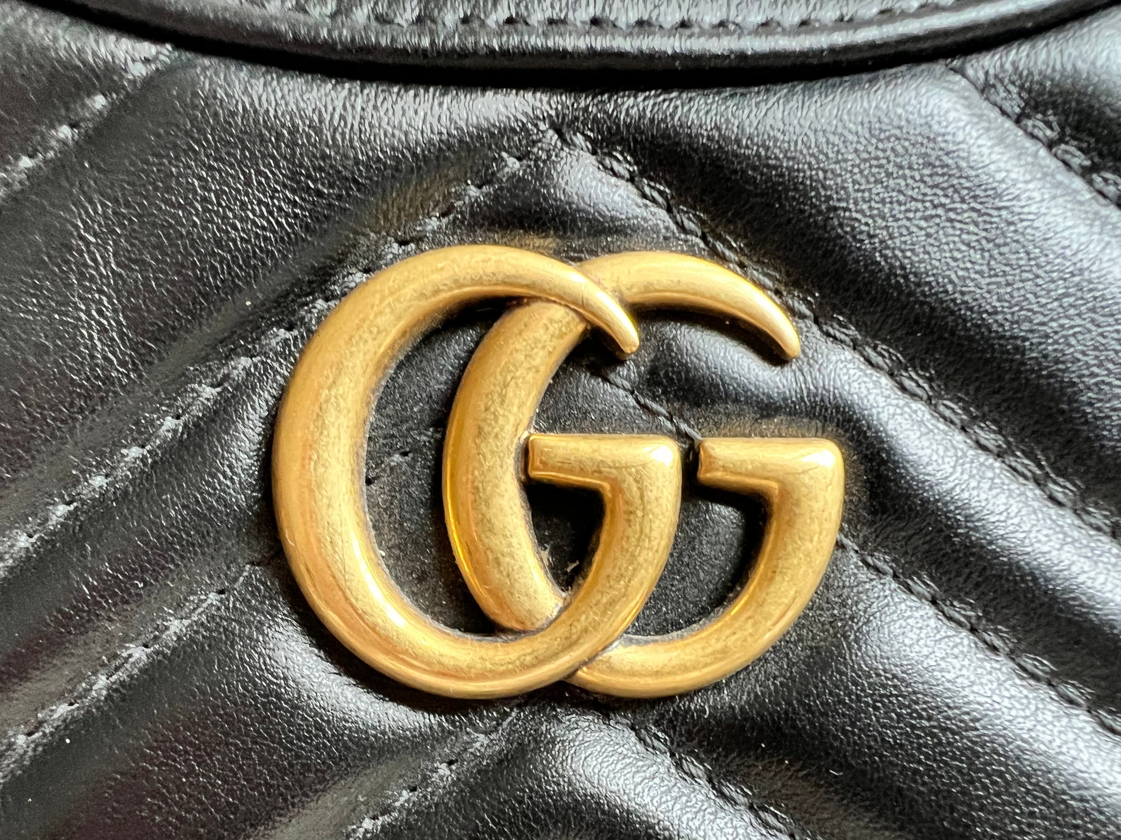 Gucci GG Black Mini Half Moon Marmont Shoulder Bag (RRP £1160)